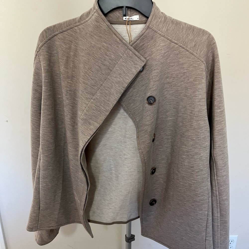OGL Light Taupe Knit Button-Front Top
